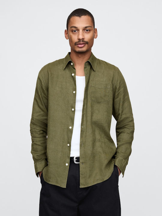 GAP Long Sleeve Linen Overshirt in Regular Fit ...