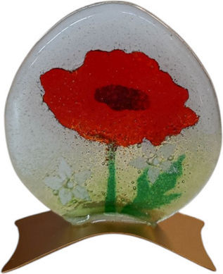Decorative Handmade Glass Egg 9.5cm Poppy White ''kallisti''