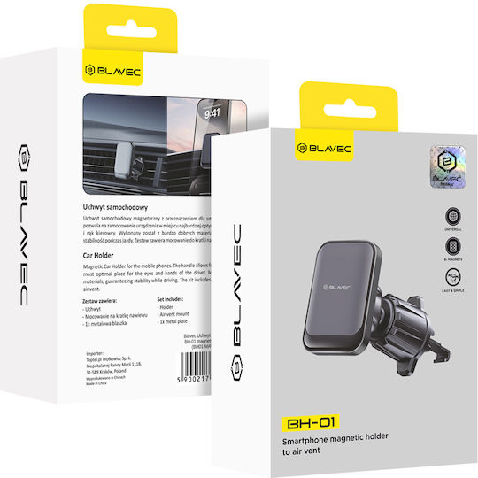 Blavec Suport Auto pentru Telefon cu Magnet Negru