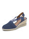 Leather Women's Espadrilles in Blue Color