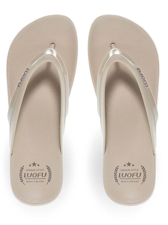 Frauen Flip Flops in Beige Farbe