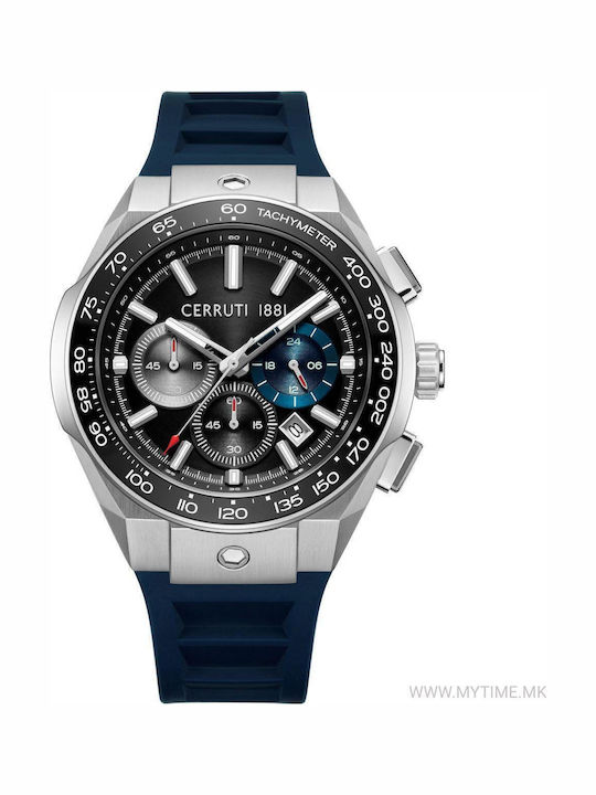 Ruscello Men's Watch Chronograph Battery with Blue Rubber Strap