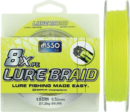 Asso 8xpe Lure Braid 0.23mm 300m 23.9kg Κίτρινο