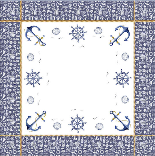 To megalo pazari Tablecloth Linen with Embroidery Linen 140x140cm