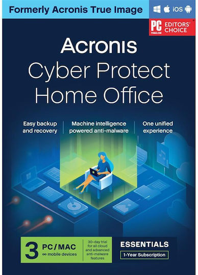 Acronis Резервно копие Английски с Електронен лиценз за 3 Потребители и 1 Година употреба