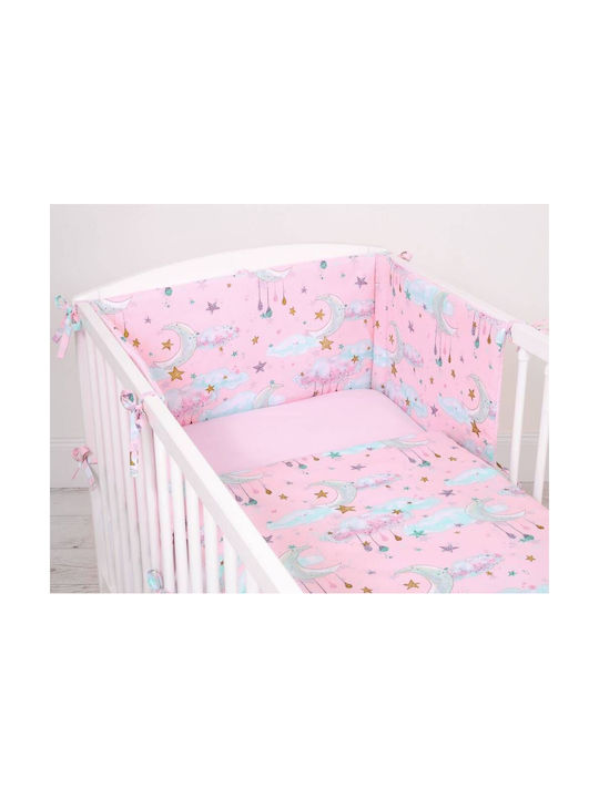 Bobono Set Kinderbettbezug Einzel mit Kissenbezug Pink 100εκ.
