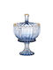 Blaue Glas-Bonboniere 24x15cm