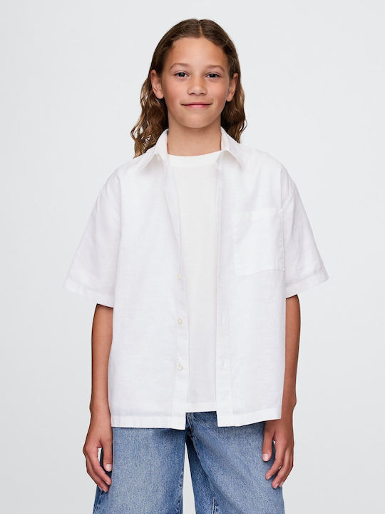 GAP Παιδικό Πουκάμισο Κοντομάνικο Λινό Off White