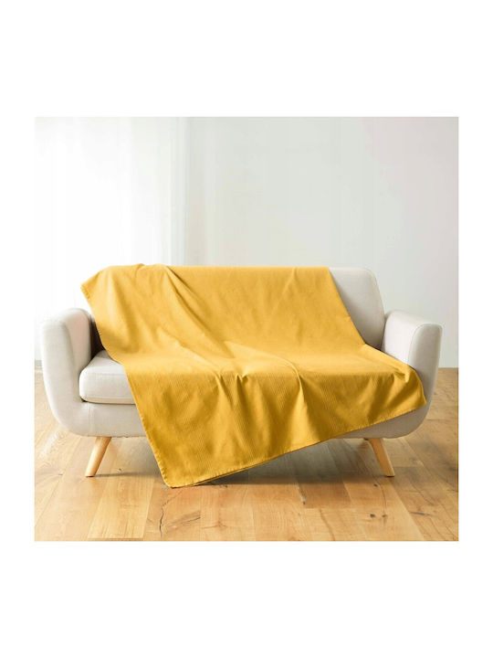 Douceur d'Intérieur Κουβέρτα Βελουτέ Ημίδιπλη 180x220εκ. Κίτρινη