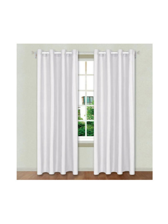 Κουρτίνα Διακοσμητική Κρίκους Faux Silk Off White 140x260cm