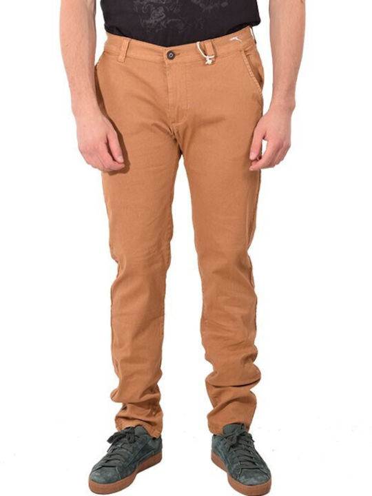 Pantaloni Chino cu Croială Slim Maro