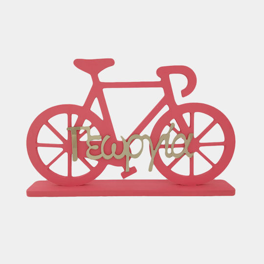 Wooden Craft Decoration Base Bicycle Large Coral 18.8 X 30 X 4 cm