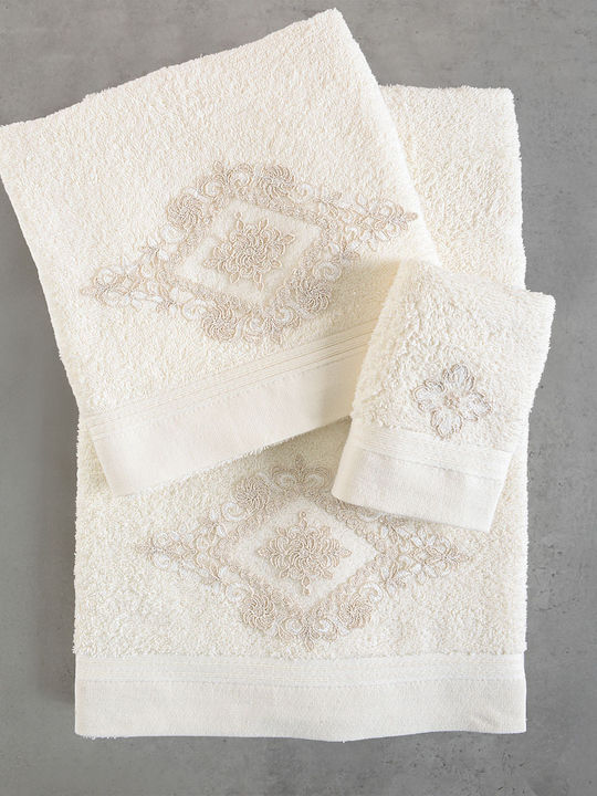 Rythmos Bath Towels Set 3 pcs Cordelia Ecru Wei...