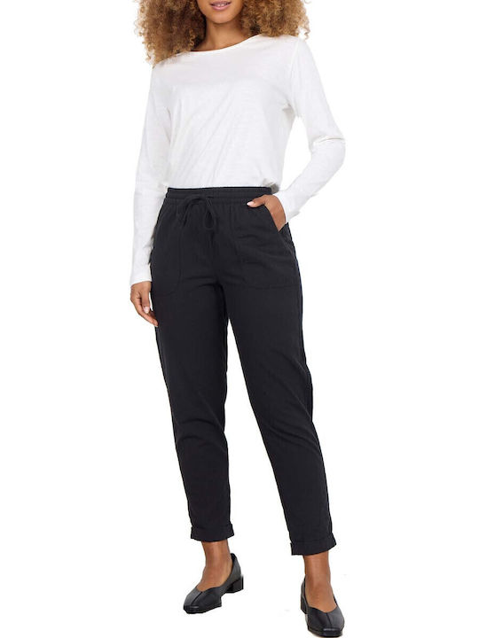 Soya Concept Women's Fabric Palazzo Pants with Elastic Black