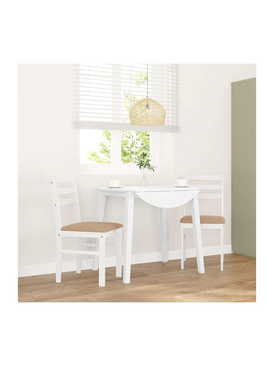 Dining Room Wooden Chair White 40.5x49x84.5cm 2pcs