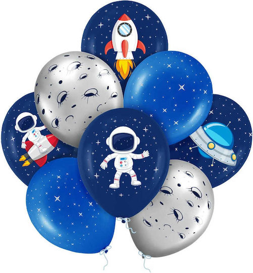Latex Balloons 12'' "Space" Various Colors & Designs Pack of 8