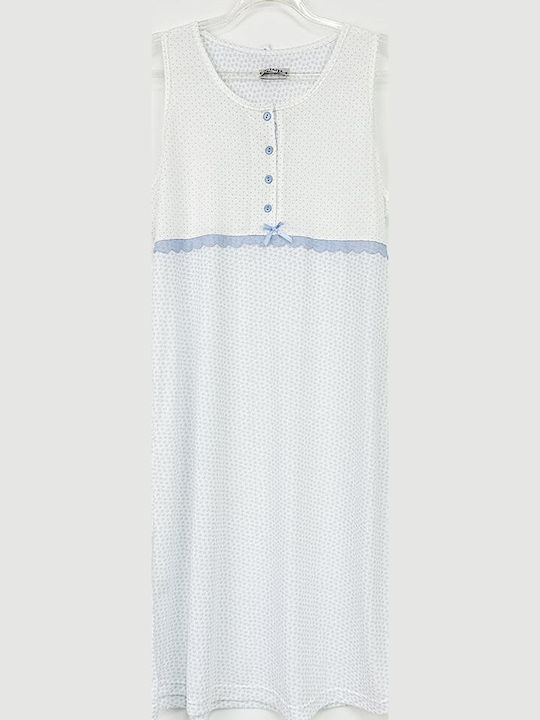 Cootaiya Summer Women's Nightdress White Light Blue