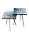 Rectangular Side Table Wooden Multicolour 2 Pieces M35xW35xH47cm