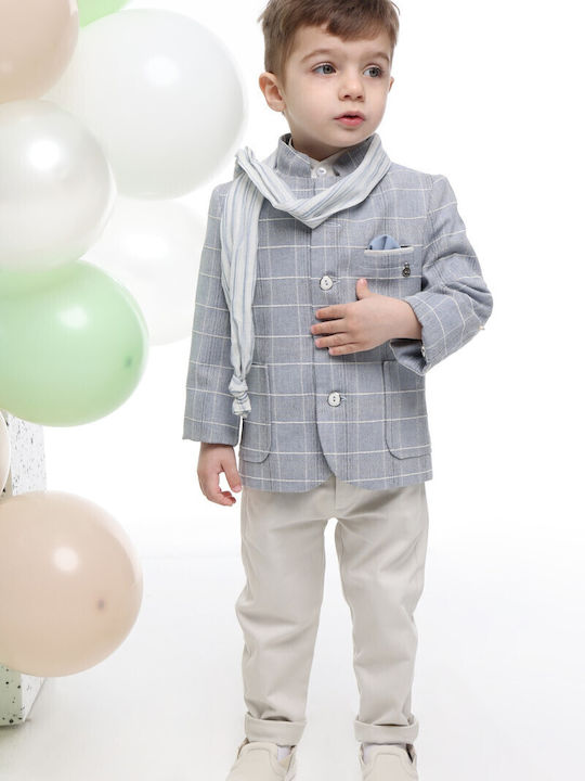 Mi Chiamo Boys Baptism Suit with Blazer Light Blue