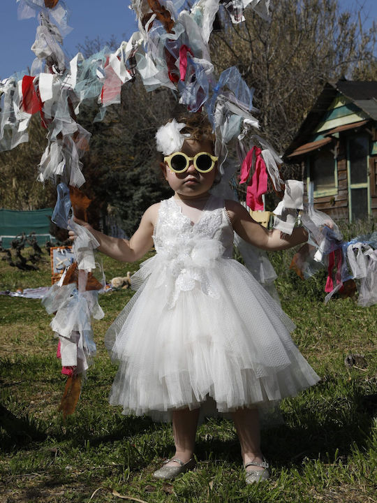 Bambolino Vanessa Ecru Baptism Dress Made of Tulle