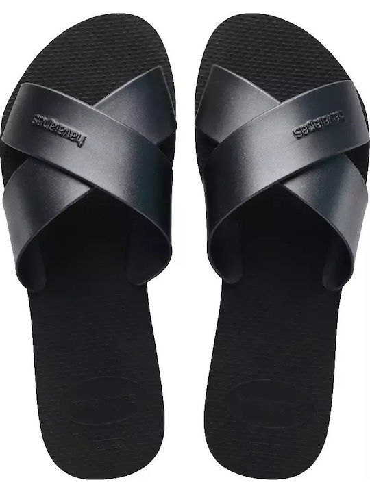 Aqua Metallic Slides In Black Colour