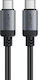 Acefast Braided USB 2.0 Cable USB-C male - USB-C 60W Μαύρο 1.2m C20-03
