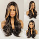 Wig with Synthetic Hair in Chestnut Color