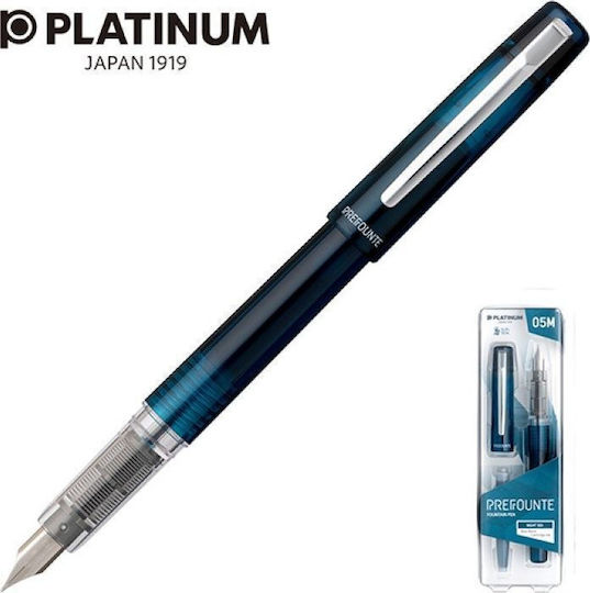 Platinum Prefounte Writing Pen Medium 0.8mm Blue made of Plastic with Red Ink