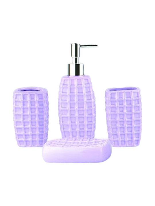 Keramik Badezimmerzubehör-Set Lila 4 Stück