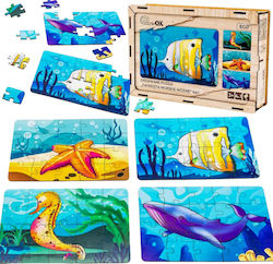 Puzzleok Wooden Puzzles 4 in 1 Sea Animals Water Puzzle Set