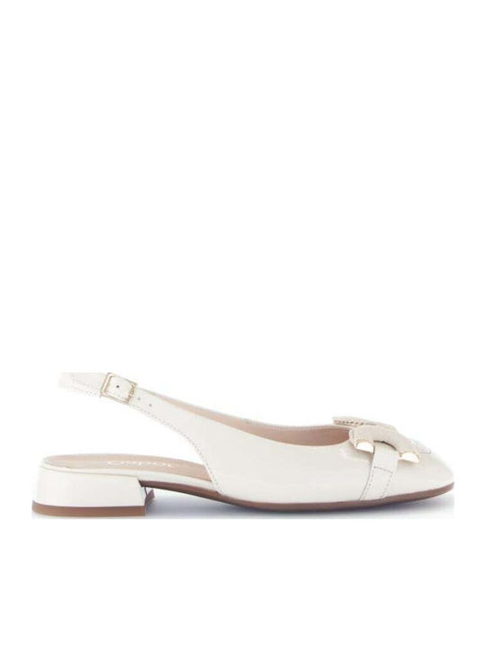Lederne Damen Ballerinas mit Riemen in Beige Farbe