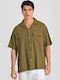 Къс ръкав Риза Едноцветен Зелен