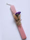 Easter Candle Flat Handmade Dried Flowers Pink