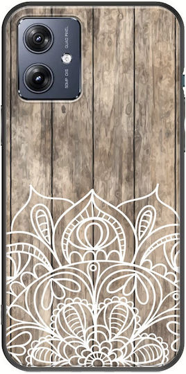 Wooden Mandala Motorola Moto G54 5g Black TPU Black Silicone