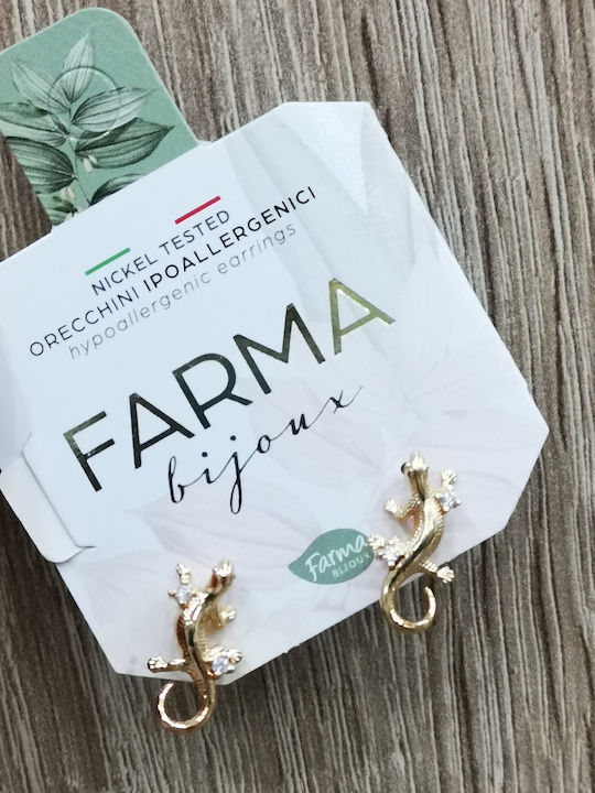Farma Bijoux Hypoallergenic Gold-Plated Gecko Rhinestone Earrings