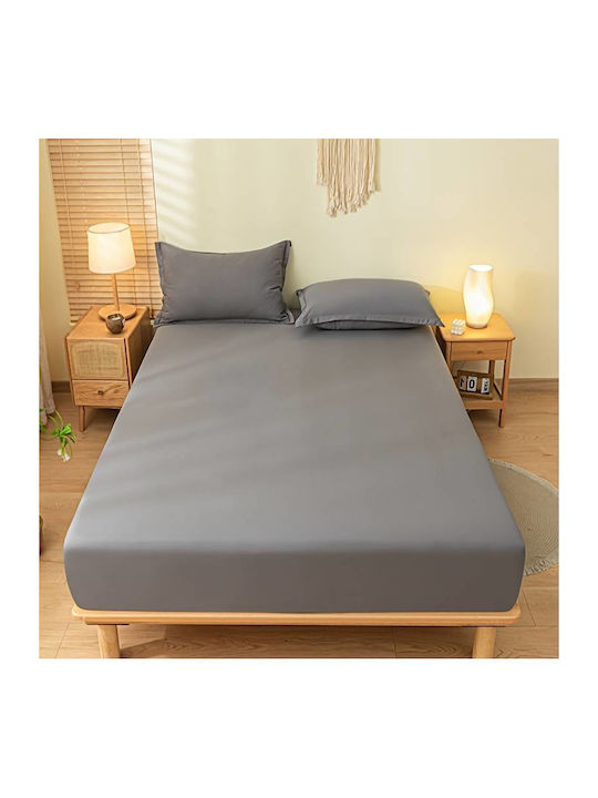 To megalo pazari Sheet Super-Double with Elastic 160x200+30cm. Dark Grey
