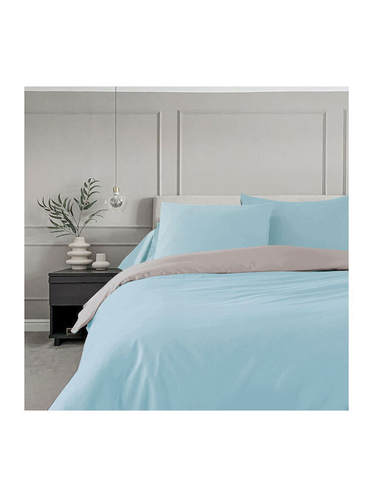 To megalo pazari Sheet Sets Single 160x260cm. Grey Turquoise 3pcs