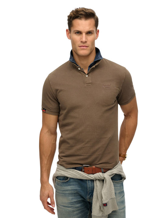D2 Ovin Vint Polo Short Sleeve Blouse Brown