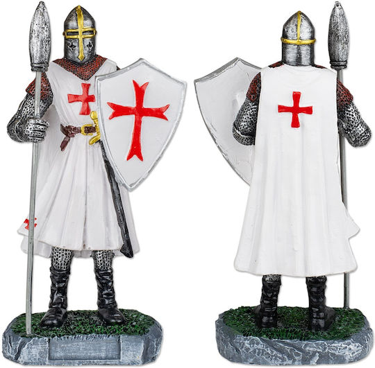 Albainox Decorative Figure Tole10 Resin White Templar Spear & Shield 18cm 39500