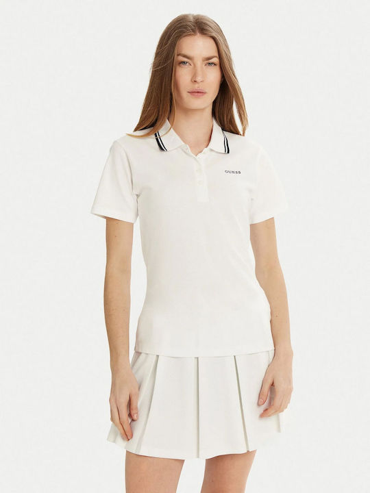 Damen Polo Bluse Kurzärmelig Weiß