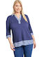 Women's Polo Blouse Striped Blue