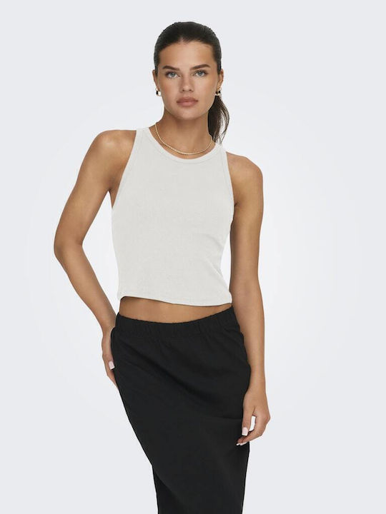 Only Γυναικείο Αθλητικό Crop Top Αμάνικο Εκρού
