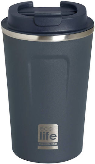 Ecolife Ποτήρι Θερμός Ανοξείδωτο / Αλουμίνιο BPA Free 370ml Dark Blue