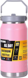 Bottle Thermos Stainless Steel / Plastic 1lt Pink