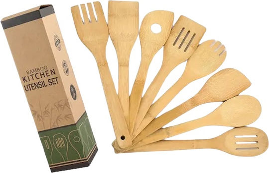 Σετ Bamboo Εργαλείων Μαγειρικής 8τμχ Μπεζ