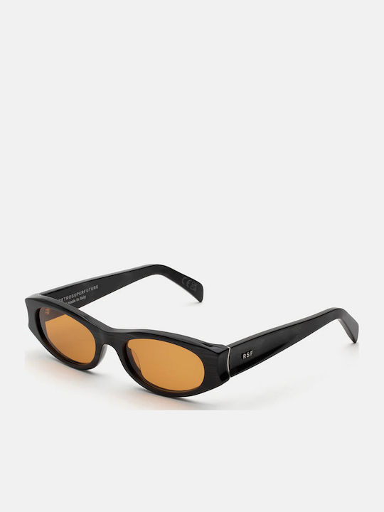 Retrosuperfuture Unisex Sunglasses with Black Plastic Frame and Orange Lens Razzo-RQ6