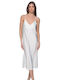 Milena by Paris Summer Satin Bridal Women's Nightdress with String Ivory, White
