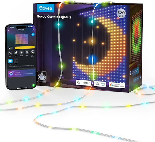 Smart LED Lights 2m x 150cm RGBIC Curtain Type