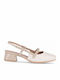 Anatomic Synthetic Leather Ecru Low Heels with Strap