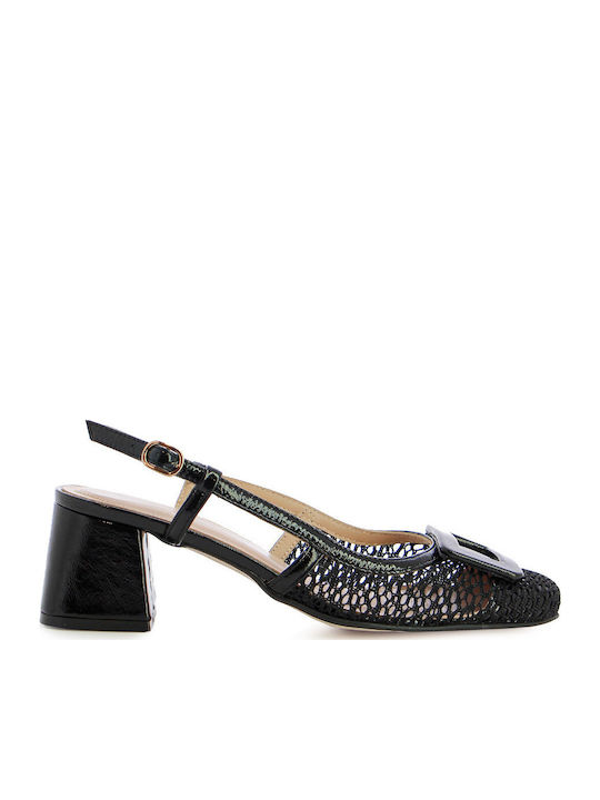 Leather Heels with Medium Heel Black
